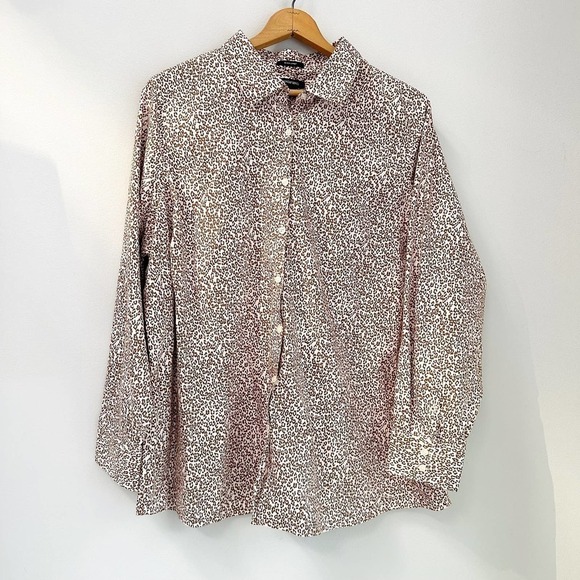 Lands End Cheetah Print Button Up Blouse Top Size 24 W - Picture 1 of 9